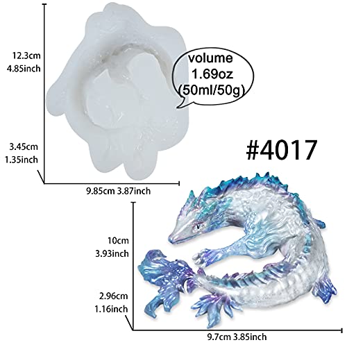 FUNSHOWCASE 3D Water Dragon Cake Chocolate Mold Decoration Tools Silicone Epoxy Resin Jewelry - color: Water Dragon