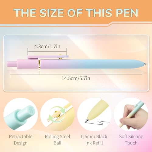 UIXJODO 6 Pcs Gel Pens 0.5mm Quick Dry Black Ink Pens Fine Point Smooth Writing Pens, Cute Office and School Supplies Gifts for Women Teacher Students (6 Pcs Ombre Gold) - color: 6 Pcs Ombre Gold