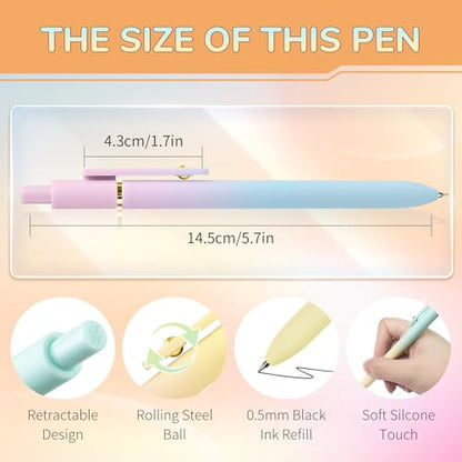 UIXJODO 6 Pcs Gel Pens 0.5mm Quick Dry Black Ink Pens Fine Point Smooth Writing Pens, Cute Office and School Supplies Gifts for Women Teacher Students (6 Pcs Ombre Gold) - color: 6 Pcs Ombre Gold