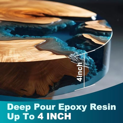 Deep Pour Epoxy Resin, 3 Gallon 2-4 inch Clear Epoxy Kit,Bubble Free Crystal Clear 2:1 Casting Resin,Low Viscosity Casting for River Table,Wood, Art Craft,Countertop - size: 3 gallon
