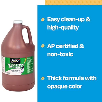 Sax Washable Versatemp Heavy Bodied Tempera Paint, Brown, 1 Gallon