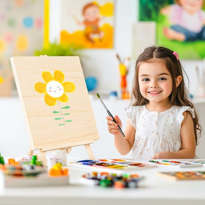 Wooden Canvas Panels with Easel Set – Complete Art Supplies for Artists, Includes 16x9 Easel, 12x12 Wooden Canvas Panels for DIY Crafts-Spring Family Fun - size: 12*12-1