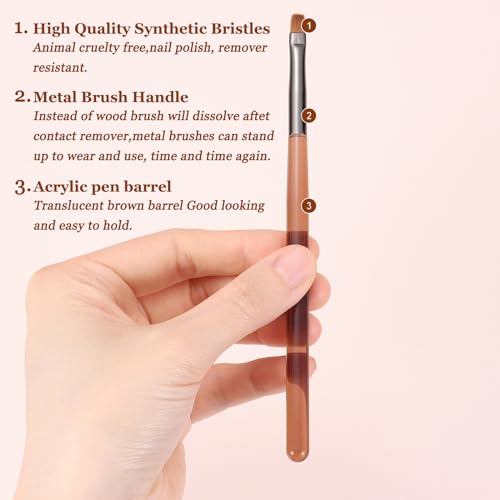 9Pcs Nail Art Brush Set, Builder Painting Design Detail Drawing Brushes Dotting Pen Double-Ended French Liner For Gel Polish Manicure Tools Acrylic Home DIY Salon Use Women, Brown - color: Brown
