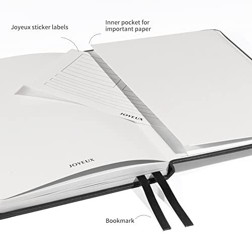 JOYEUX Blank Journal Notebook, A5, 160 Pages 100 Gsm Thick Sketch Books Hardcover Journal for Writing, 5.7 inches x 8 inches Notebooks for Work (Black) - color: Black