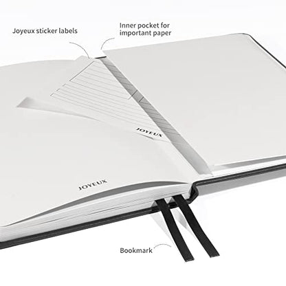JOYEUX Blank Journal Notebook, A5, 160 Pages 100 Gsm Thick Sketch Books Hardcover Journal for Writing, 5.7 inches x 8 inches Notebooks for Work (Black) - color: Black