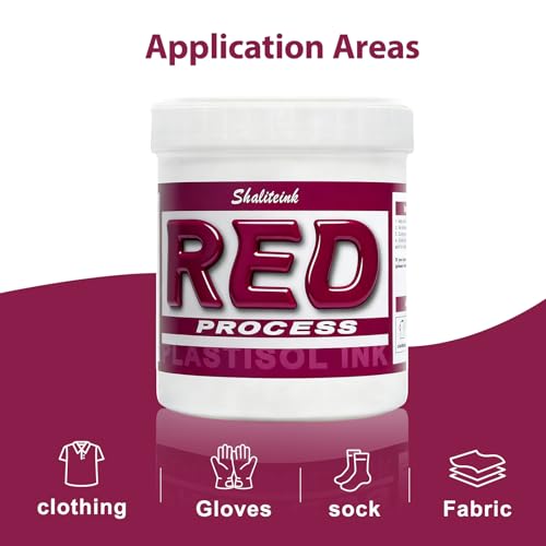 Shaliteink® Screen Printing Plastisol Ink Process Red - Highly Opaque Screen Printing Ink for Cotton, Polyester and Other Fabrics (32oz.) - color: Process Red, size: 32 fl oz
