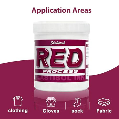 Shaliteink® Screen Printing Plastisol Ink Process Red - Highly Opaque Screen Printing Ink for Cotton, Polyester and Other Fabrics (32oz.) - color: Process Red, size: 32 fl oz