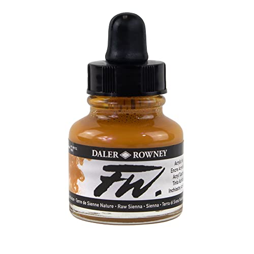 Daler-Rowney FW Acrylic Artists Ink, 1 oz, Raw Sienna (160029667) - color: Raw Sienna