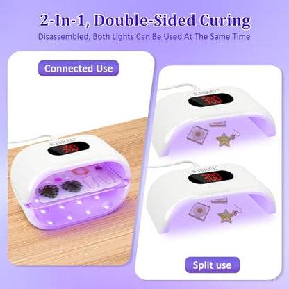 KISREL UV Light for Resin, Large Double-Sided Light with UV Flashlight, 2-Ieed Tin-1 and Detachable Resin Curing Machine, 3-Spmer Digital Display, 36w Fast Curing Lamp for Crafts, Jewellery Making - size: Double-sidedLightKit