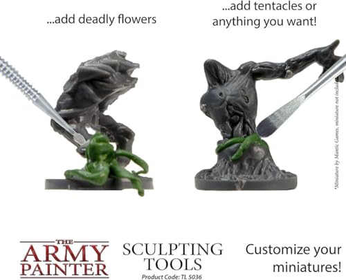 The Army Painter Sculpting Tools - Set with Three Double Ended Stainless Steel Dab Tools, Polymer Tools for Modeling Plastic, Resin, and Metal Miniatures - Green Stuff Putty, 45 g