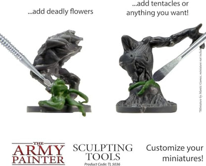 The Army Painter Sculpting Tools - Set with Three Double Ended Stainless Steel Dab Tools, Polymer Tools for Modeling Plastic, Resin, and Metal Miniatures - Green Stuff Putty, 45 g