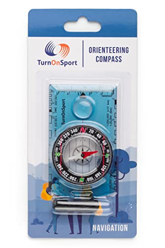 TurnOnSport Orienteering Compass - Advanced Scout Compass for Hiking, Camping, and Backpacking - Best Survival Gifts for Kids