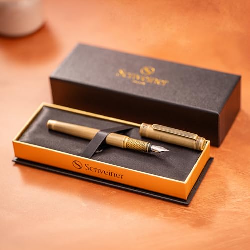 Scriveiner Luxury Fountain Pen - Stunning Bronze Luxury Pen, Schmidt Gilded Nib (Fine), Converter, Best Pen Gift Set for Men & Women, Professional, Executive, Office, Nice Pens - color: 9. Bronze, style: Fine Nib