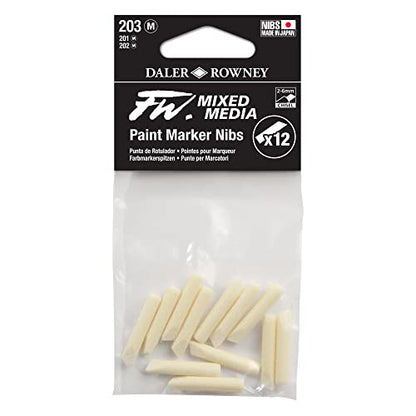 Daler Rowney FW Mixed Media Paint Marker Nibs, Pack of 12, Medium 2-6mm Chisel Nibs (D160323203) - style: 2-6MM Chisel, Nibs