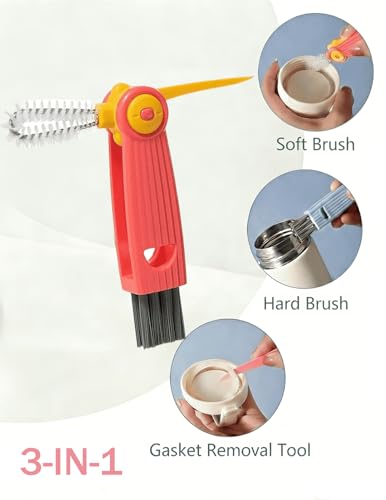 5 in 1 Bottle Cleaner Brush Set with Nylon and Silicone Bottle Brush, Straw Brush, Bottle Brush with Nipple Cleaner and Suction Cup, Cup Lid Cleaner Brushes Kit, BPA-Free (Pink) - color: Pink-nylon & Silicone Brush