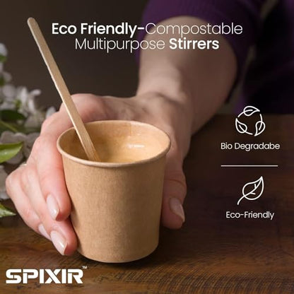 Coffee Stirrers Disposable Wooden Coffee Stir Sticks - Round-End Birchwood 5.5 Inches Large Wooden Stir Sticks - Pack of 2000 Wood Stir Sticks - style: 5.5 Inches - Pack of 2000