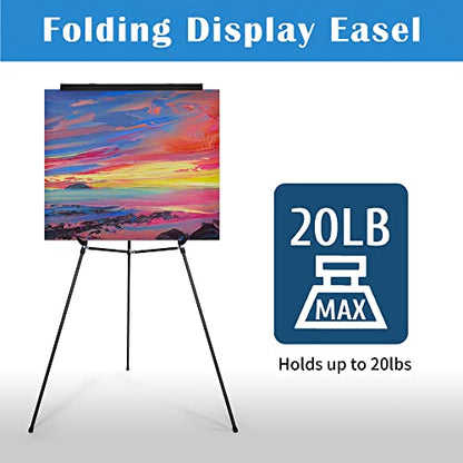 Falling in Art Aluminum Flip Chart Display Easel Stand with Adjustable Floor for Boardroom, Whiteboard, Paper Pads, Signage, 63 1/2'' High, Black,2 Pack - style: Black 2-Pack