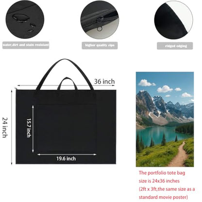 BUSOHA Large Art Portfolio Tote Bag with Nylon Shoulder,24X 36 Inch | multiple pockets for organization, durable nylon material,waterproof poster storage,light weight ,foldable bag