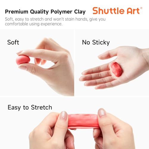 Shuttle Art 117 PCS Polymer Clay Kit, 95 Unique Colors & Extra Basic Colors, 5 Carving Tools, Non-Toxic, Non-Sticky, Small Block, Ideal Gift for Kids