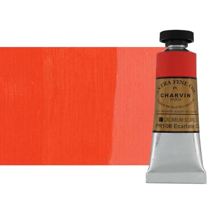 Charvin Extra Fine Oil Paint, Cadmium Scarlet 20 mL - Triple-Milled, Rich Texture, Poppy Oil-Based, Light-Fast, Handmade, Archival Quality - color: Cadmium Scarlet, size: 0.68 Fl Oz (Pack of 1)