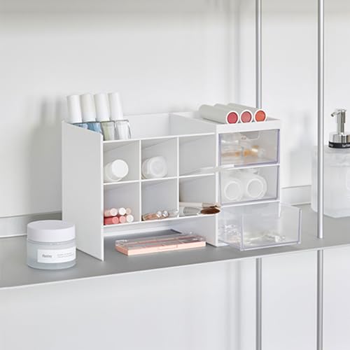 Stacking Marker 6-grid Inclined Pen Slots Large Capacity Desk Marker Storage Holder With 3 Drawers - color: Double layer