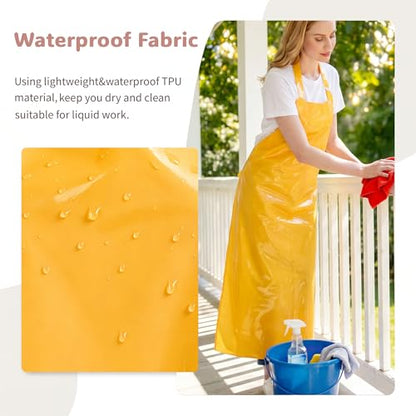 Nanxson TPU Waterproof Apron Lightweight Work Apron with Adjustable Buckle | Liquid Resistant,Neck buckle design,Easy to clean,Unisex,Butcher Apron for Dishwashing Grooming,Halloween - color: Yellow
