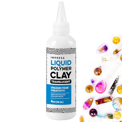 Impresa Translucent Liquid Polymer Clay - 4 oz, Chocolate & Glossy - Waterproof Oven Bake Clay for Jewelry & Mixed Media