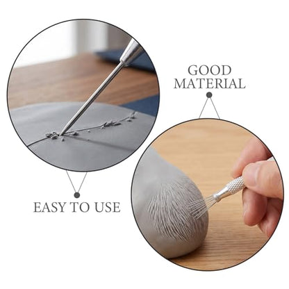 SOESFOUFU 4 Sets Ceramic Clay Needle Tools, Stainless Sculpture Needle Supplies for Clay Ceramic Pottery Sculpting Texturing Carving
