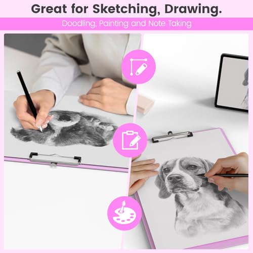 Extra Large 11x17 Clipboards, Landscape and Vertical Layout 2 Pack | Pink Plastic Drawing Boards with Low Profile Clip. Suitable for Watercolor, Sketching, Painting. Art & Drafting Supply - color: Pink