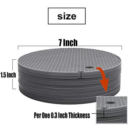 5 Pcs Extra Thick Silicone Trivets Pot Holder and Oven Mitts,Trivets for Hot Dish,Nonslip Insulation Honeycomb Rubber Hot Pads for Countertop,Multi-Purpose,Flexible Mats Heat Resistant Potholders,Grey - color: Gray