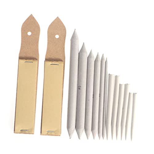 Veemoon 14-Piece Blending Stumps and Tortillions Set with Sandpaper Pencil Sharpener for Sketch Drawing for Students and Artists