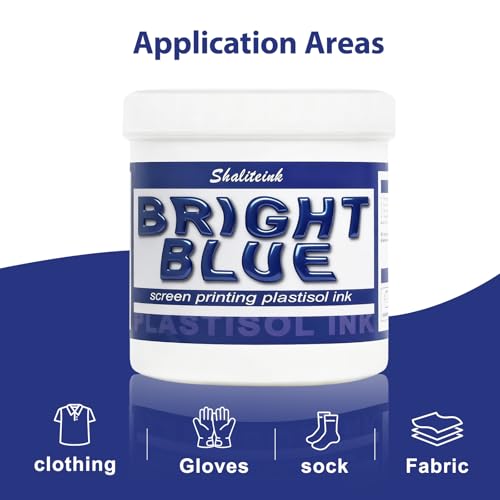 Shaliteink® Screen Printing Plastisol Ink Bright Blue - Highly Opaque Screen Printing Ink for Cotton, Polyester and Other Fabrics (16oz.) - color: Bright Blue, size: 16 fl oz