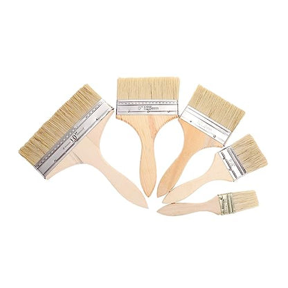 ARTIBETTER 5pcs Wooden Handle Thick Bristle Paint Brush Set for Oil and Watercolor Painting Art Supplies for and Industrial Use