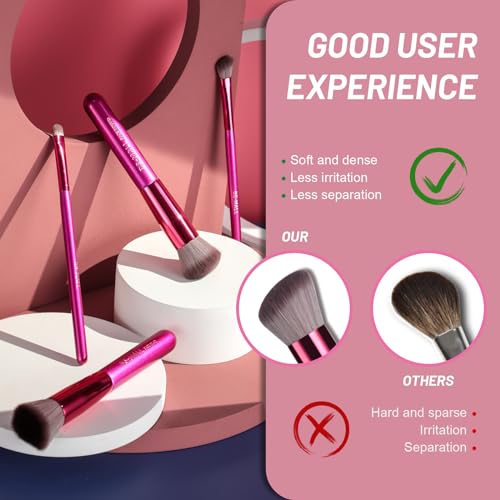 BS-MALL Makeup Brushes 14 pcs Makeup Tools Kit Premium Synthetic Powder Foundation Contour Concealers Lip Brushes with Makeup Sponge & Eyeshadow Applicator Kit - color: Hot Pink