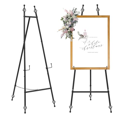 Adjustable Heavy Duty Easel Stand for Mirror,Iron Floor Easel Stand for Wedding Sign,47'' Metal Easel Display Stand(Black) - color: Black, size: C