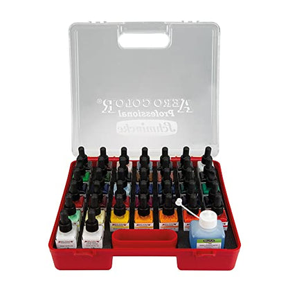 Schmincke - AERO COLOR Professional plastic case, 37 x 28 ml fine liquid acrylic colors + AERO CLEAN RAPID, 81 136 097, airbrush, acrylic painting, mixed media, acrylic ink. - size: 35.03 Fl Oz (Pack of 1)