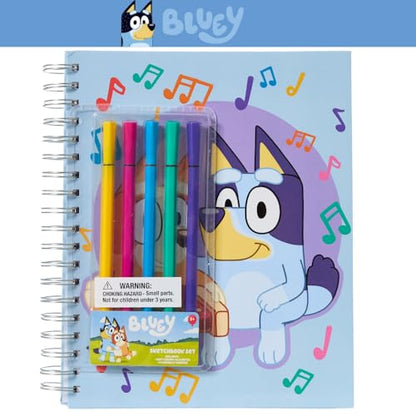 Bluey Sketchbook for Kids with Washable Markers, 86 Blank Pages Spiral Bound, Light Blue - color: Bluey- Light Blue