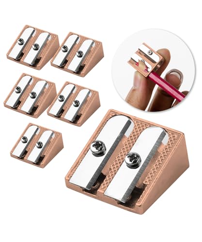 Mr. Pen- Handheld Metal Pencil Sharpener, 6 Pack | 2-Hole Dual Size (Standard & Jumbo), Rose Gold Metal Manual Pencil Sharpeners for Graphite & Colored Pencils, School, Office - color: Rose Gold, size: 6 Pack