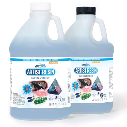 TotalBoat Artist Epoxy Resin - 2 Gallon Kit with 1:1 Mix Ratio and UV Resistance - High-Gloss, Crystal-Clear Casting Formula for Artwork, Charms, Crafts, Jewelry, and Tumblers - size: 2 Gallon