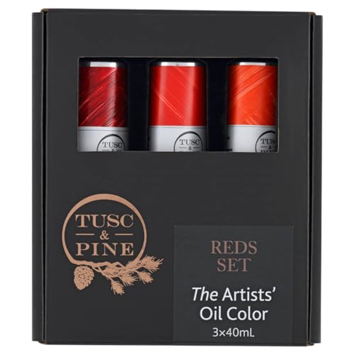 Tusc & Pine Artist Oil Paint - 40 ml Set of 3 - Assorted Red Colors - Non-Yellowing, Maximum Pigment Load, Small Batch Milled Oil Paints Developed for Professional Artists - color: Reds, size: 4.05 Fl Oz (Pack of 1)