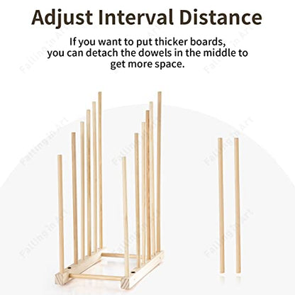 Falling in Art Large Wooden Art Storage Rack - Canvas Drying Stand for Artworks, Frames, Canvases, Drawing Boards, Prints, Panels, Paintings Display - size: Large