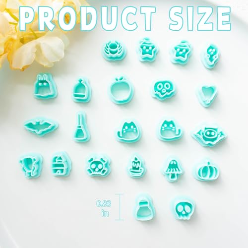 Tainsky Halloween Polymer Clay Cutters, 22 Shapes Halloween Studs Clay Earrings Cutters (Studs-B) - color: Studs-B