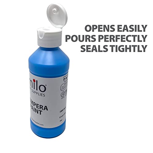 milo Washable Paint | 12 Colors 8 oz Bottles | Made in the USA | Safe and Non-Toxic Tempera Paint for Arts & Crafts, Poster, Window, Classroom, School - style: Primary Tempera 12 x 8 oz Bottles