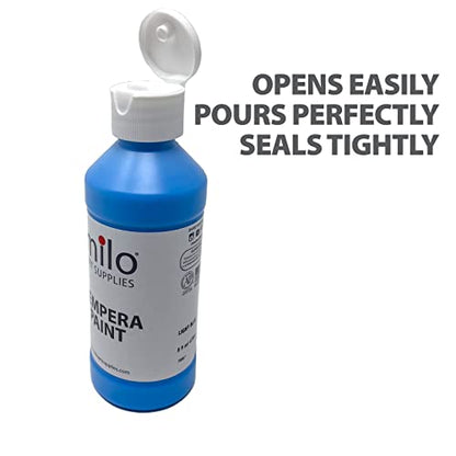 milo Washable Paint | 12 Colors 8 oz Bottles | Made in the USA | Safe and Non-Toxic Tempera Paint for Arts & Crafts, Poster, Window, Classroom, School - style: Primary Tempera 12 x 8 oz Bottles