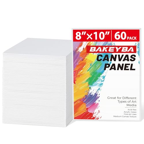 Canvas Boards for Painting 60 Pack, 8x10 Inch Painting Canvas Panels, 100% Cotton White Blank Art Supplies for Acrylics Oil Watercolor Tempera Paints - size: 8"x10"- 60pcs