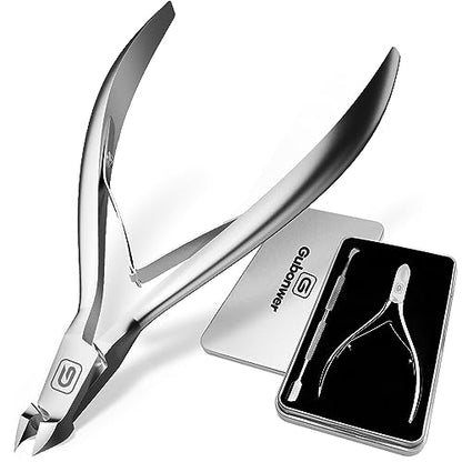 Cuticle Trimmer 3/4 Jaw Extremely Sharp Cuticle Nippers Scissors Stainless Steel Clippers Cutter Remover Pedicure Manicure Nail Tool, cuticle pusher (Cuticle Nippers+Cuticle Pushers/Silver-S) - color: Cuticle Nippers+cuticle Pushers/Silver-s