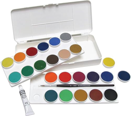 Grumbacher Opaque Watercolor Set, 24 Colors & Brush, 1 Count (Pack of 1) - color: 24 Colors & Brush, style: Opaque