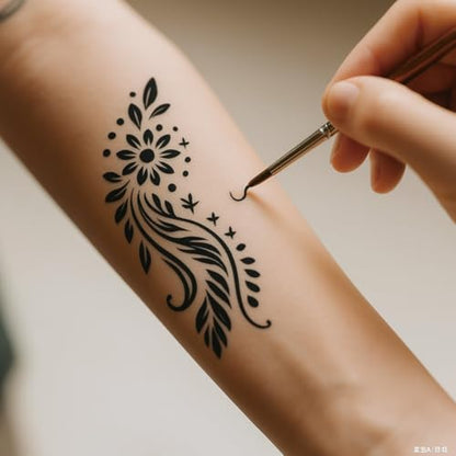 12 Sheets Haina Tattoo Stencils for Painting, 12 Styles Indian Arabian Tribal Designs Drawing Templates Reusable Art Stencil for Hand Forearm Painting on Wall Wood Home Decor - style: Haina Tattoo