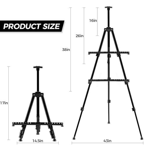 Art Easel for Painting and Display – Adjustable Floor 66 Inch Folding Metal Easel Stand for Sign - Table Top Canvas Stand - Portable Drawing Paint Heavy Duty for Artists Adults Holder or Teen - style: 66B 1-Pack