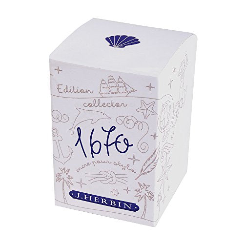 J. Herbin 1670 Anniversary Inks - Gold Sheen 50 ml Bottled - Blue Ocean (Deep Blue Ink) - color: Blue Ocean